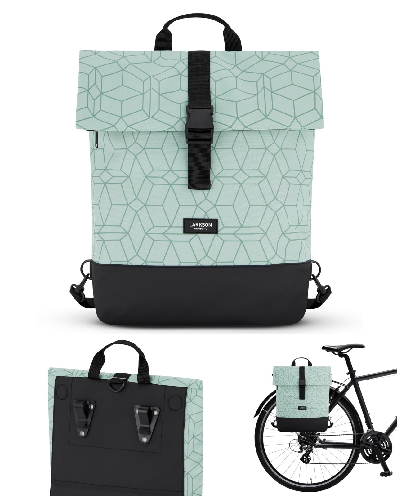 Sacoche vélo menthe Tammo Bike, sac à dos convertible pour escapade et ville
