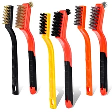 6 Pcs Wire Brushes Set Stainless Steel/Brass/Nylon Bristle Brushes for Rust Dirt
