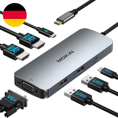 Mokin Laptop Docking Station, USB C Docking Station Dual Monitor, 7 EN 1 USB C Z
