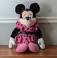 Vintage Applause Minnie Mouse Plush 27" Doll Pink Dress with Black Polka Dots