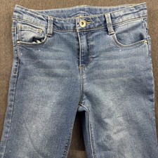 Member's Mark Girls Skinny Fit Jeans Medium Wash Rhinestone Raw Hem Size L 10/12