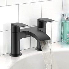 Nes Home Matte Black Round Basin Tap & Bath Filler with Sink & Sprung Waste Set