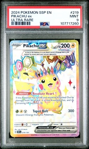2024 POKEMON SSP EN-SURGING SPARKS ULTRA RARE #219 PIKACHU EX PSA 9