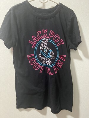 Fortnite Jackpot Loot Llama  Boys XS Graphic Print T-shirt Short Sleeve Black