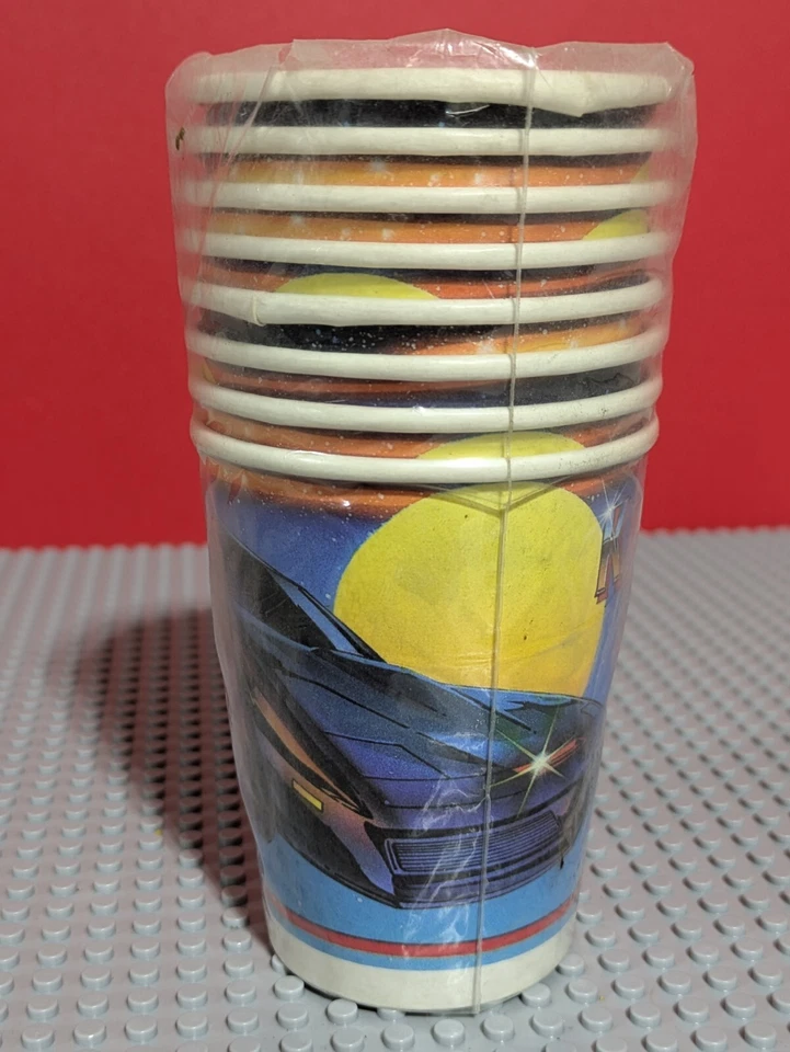 Lote de 8 tazas de papel vintage KNIGHT RIDER fiesta cumpleaños años 80 paquete abierto Foto 2 de 4