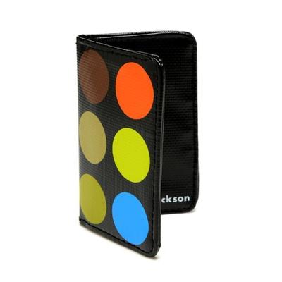 Stylish Card & I.D Holder in Sturdy Coated Canvas in MultiDot Black design