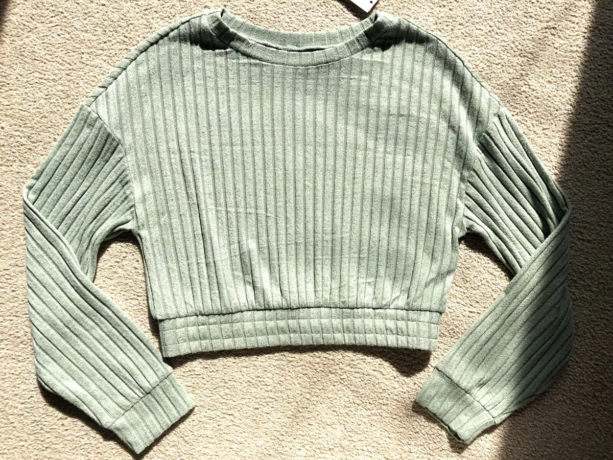 Gilly Hicks Hollister Dreamworthy Soft Ribbed Knit Top Sweater Mint Green  XS New