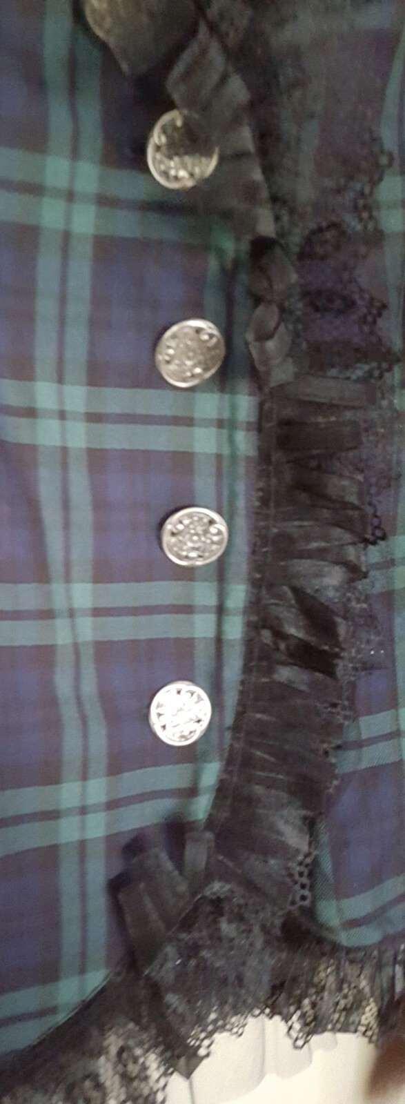 FILA Giacca Tartan Nero Cacciatore Tre File di Bordo in Pizzo TG SA