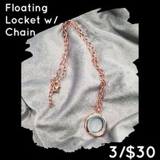 Rosegold Floating Locket w/Chain w/ 3 Random Charms