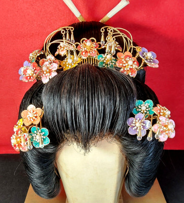 Japanese Kushi Kanzashi Twinkle Flower Metal Kimono Hair Ornament #1362-2
