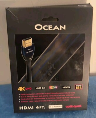 4 Ft  HDMI Cable 4k Ocean Audioquest UHD | Ultra HD, HDR, 18 Gbps, Feet READ