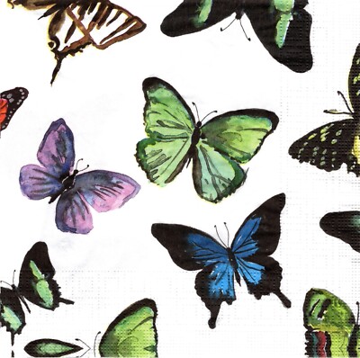 (2) Two Paper Lunch Napkins for Decoupage/Mixed Media - Mariposa butterfly mix
