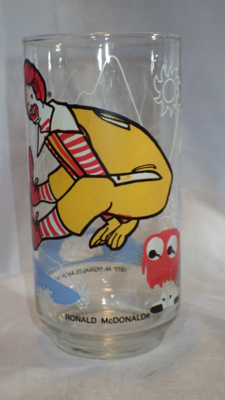1977 McDonaldland Action Series McD's Ronald McDonald Promo Drinking Glass - a1