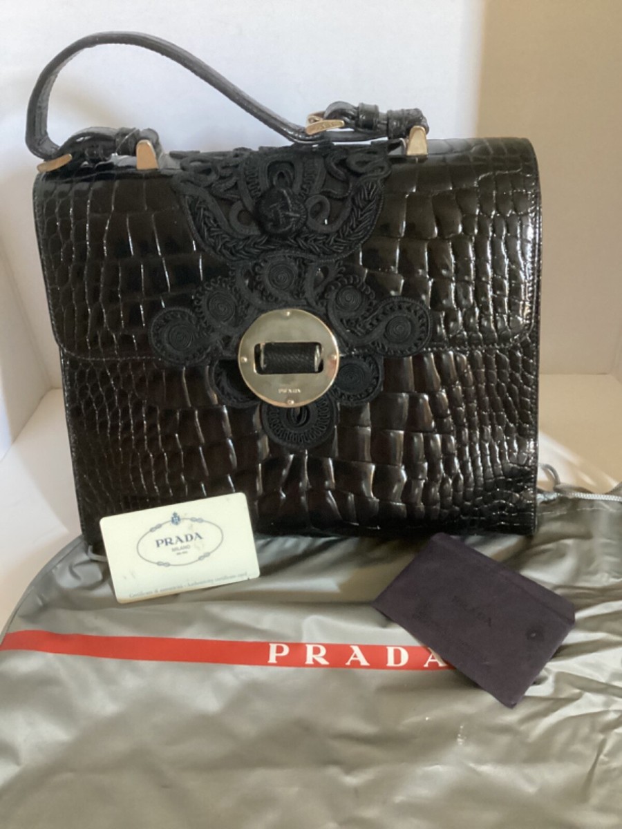 100 % AUTHENTIC ALLIGATOR EMBROIDERED PRADA COCCO WOMAN BAG | eBay