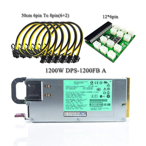 PSU Power Supply + Breakout Board + 12pcs 6pin-to-8pin Cables DPS-1200FB A 1200W