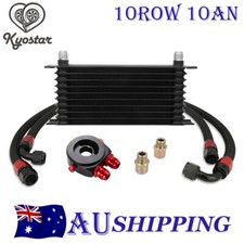 Universal 10-Row 10AN Engine Transmission Oil Cooler Kit +Filter Adapter Kit New