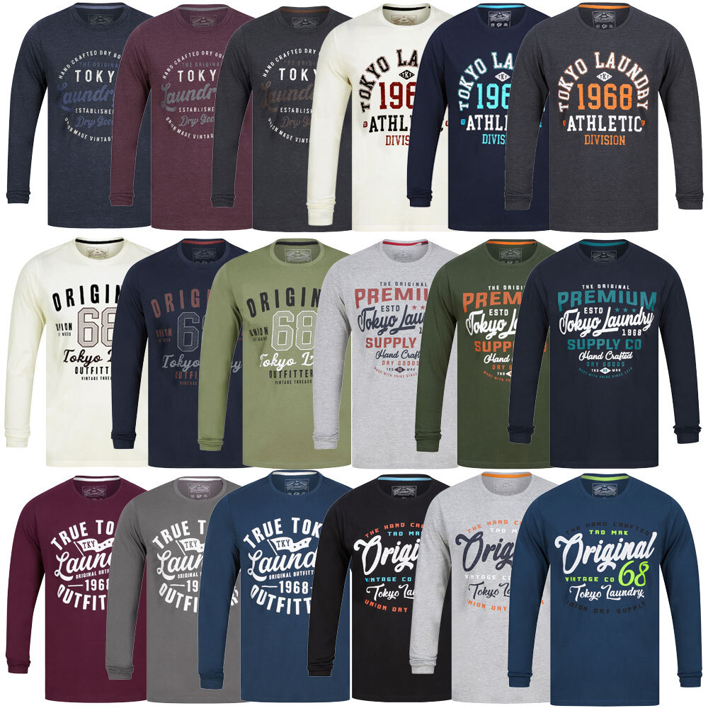 Tokyo Laundry Men's Long Sleeve T-Shirt Vintage Retro Graphic