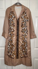 Vintage ALFRED SHAHEEN Signed Button-Up Long Sleeve Lined Dress / Coat Sz 16