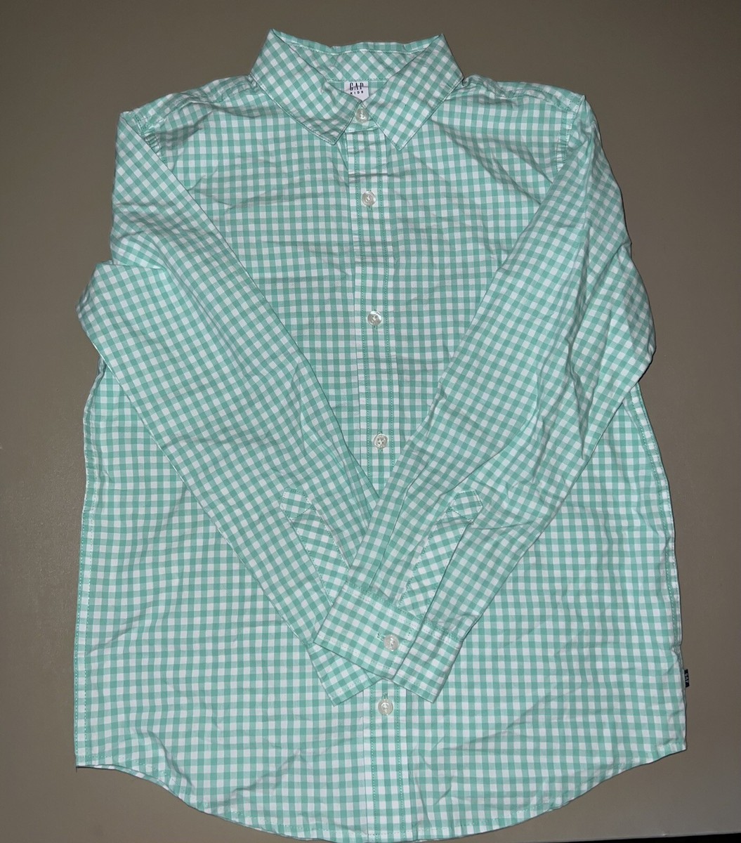 Chemise Garçon Gap Kids - Manches Longues - Taille XL 12 - Blanc Et Vert - Occasion Très Bon État