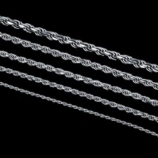 Men's Women's Real Solid 925 Sterling Silver Rope Chain 1.5-4mm 18"-30" ITALY