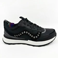 Skechers Sunny Street Leatheret Black Gray Womens Comfort Athletic Sneakers