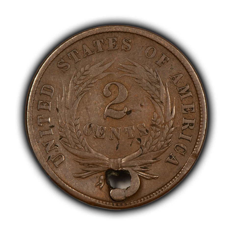 1864 2c Two Cent Piece - Small Motto Key Variety - SKU-B4366 - Image 2 of 4