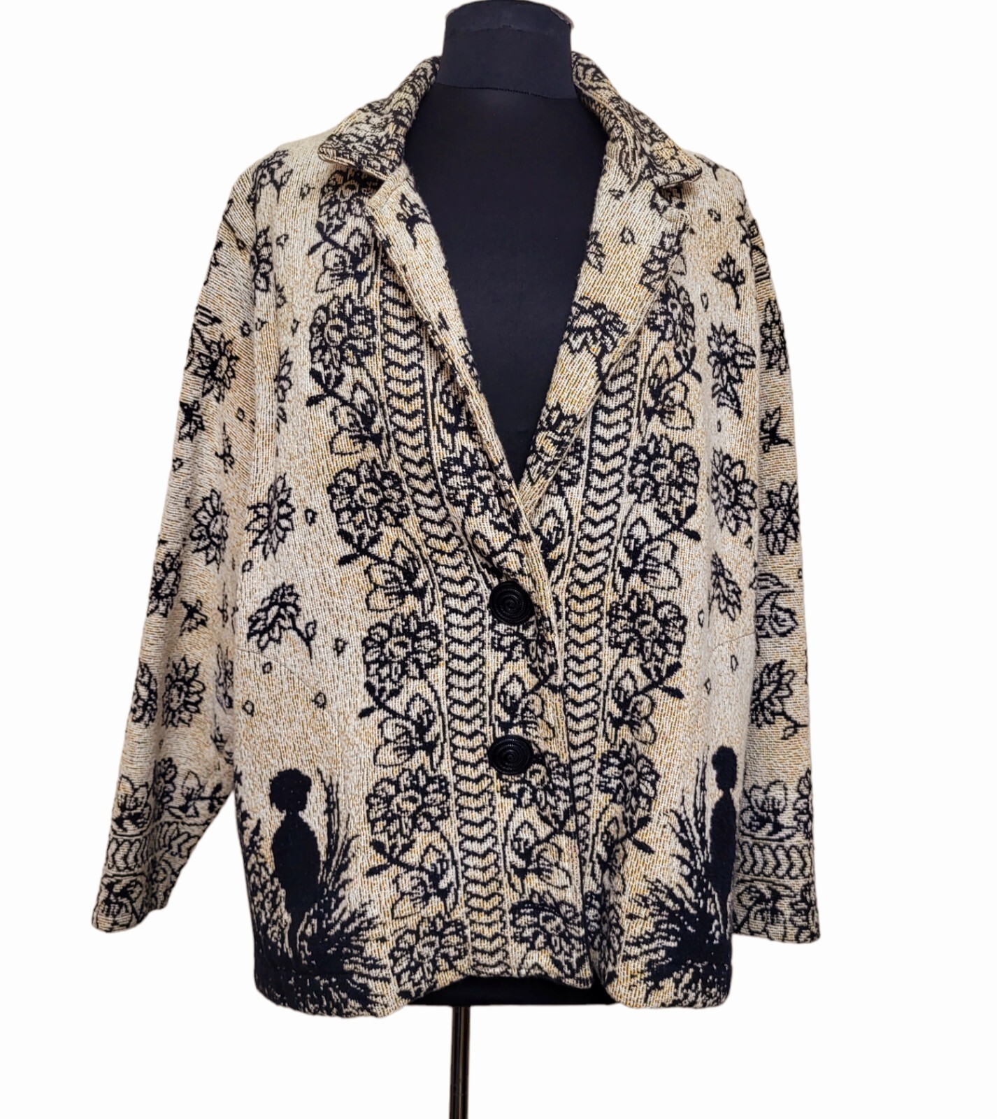 Arazzo pony dipinto con fiori bambini e cuori giacca cappotto donna taglia unica