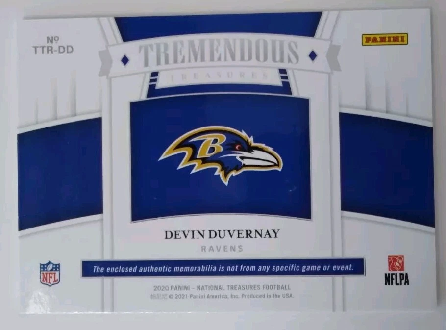 2020 Panini National Treasures #TTR-DD Devin Duvernay Patch RC 11/25 Ravens - Image 2 of 2