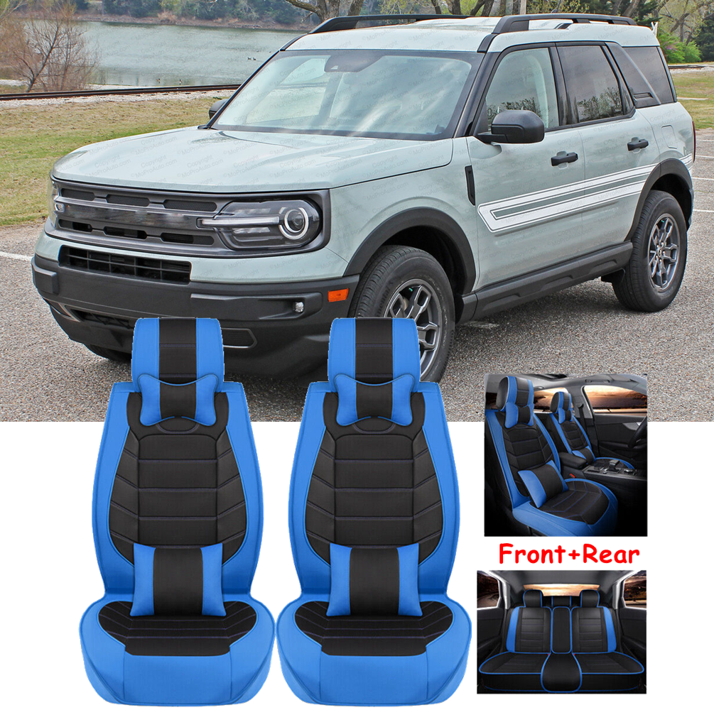 PU Leather Car Seat Cover 5-Seat Full Set Front Rear Cushion For Ford Bronco