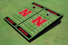 University of Nebraska Black Matching Football Field Custom Cornhole Board
