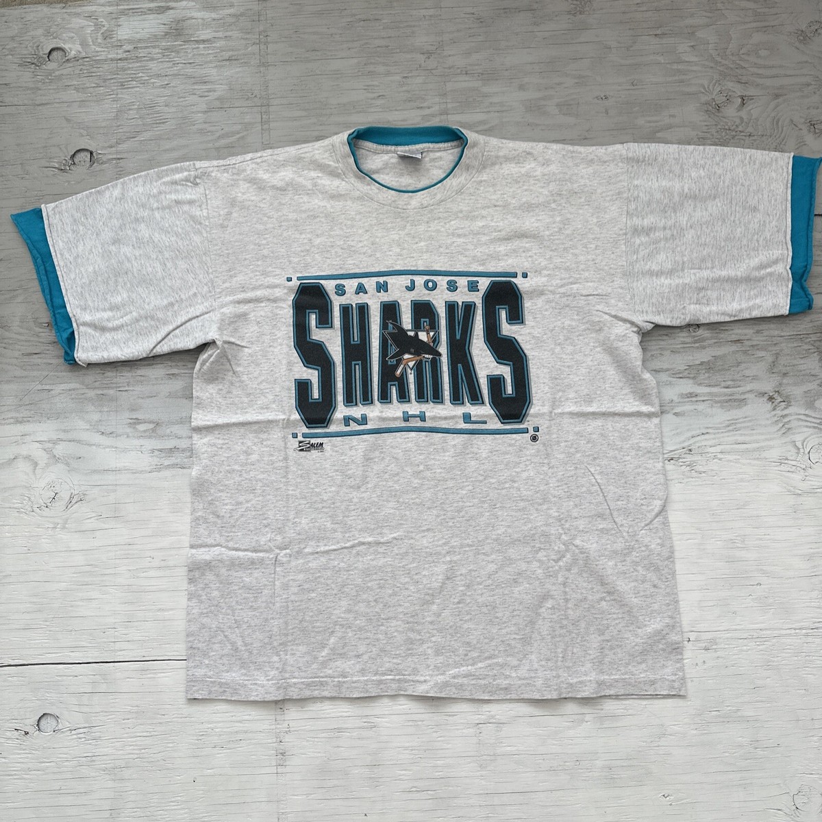 90s USA製 SALEM ロサンゼルス キングス　NHL クラウン tシャツ Vintage 1991 Salem Sportswear NHL San Jose Sharks Hockey Shirt Sz