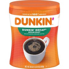 Dunkin' Original Blend Medium Roast Decaf Ground Coffee, 30 oz Canister