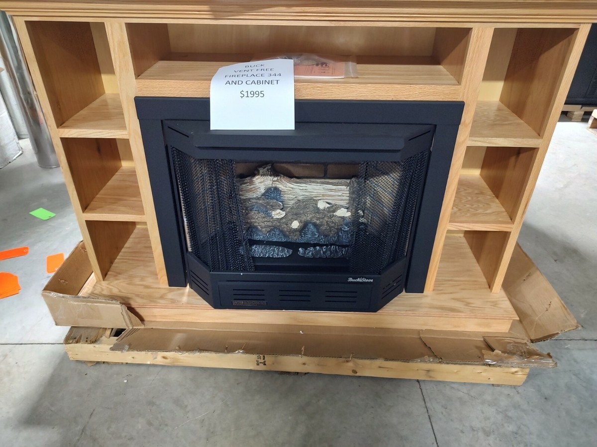Buck Stove Model 34 Contemporary PROPANE Fireplace with LIGHT OAK wooden  cabinet | eBay
