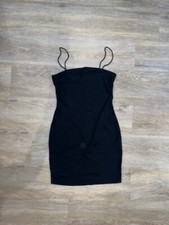 Shape Black Strappy Ruched Mesh Bodycon Dress,Size S/8