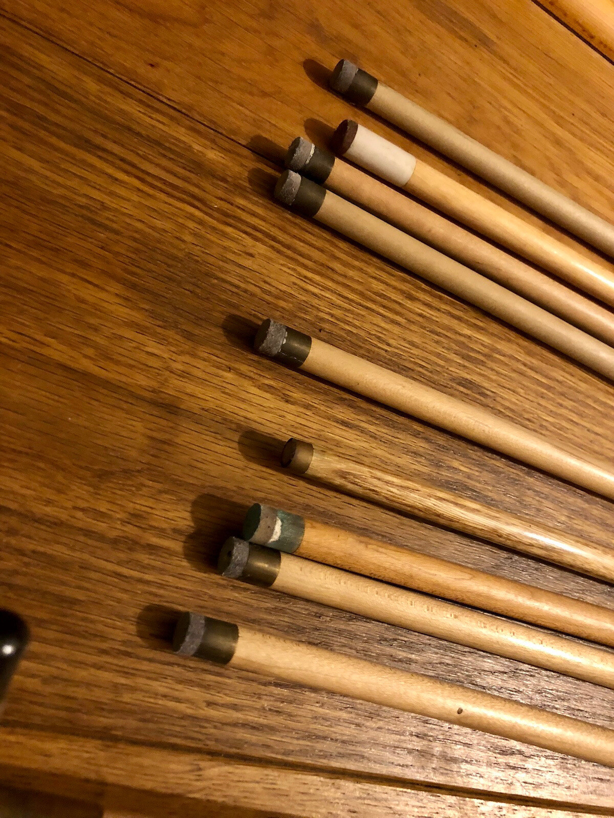 9 Vintage Snooker Cues And Aluminium Long Cue Case, One And Two Piece