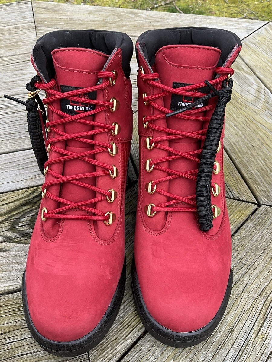 Timberland Field Boots Mens 7.5 Red Waterproof Nubuck Leather A2JDW Hardware Men main image 3