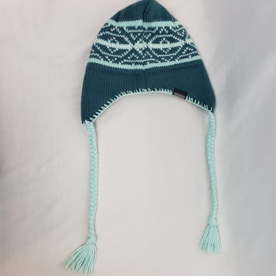 Columbia вязаный зимний лыж бирюзовый/белый шляпа w/кисточки унисекс отличном состоянии!!! - Изображение 3 из 4
