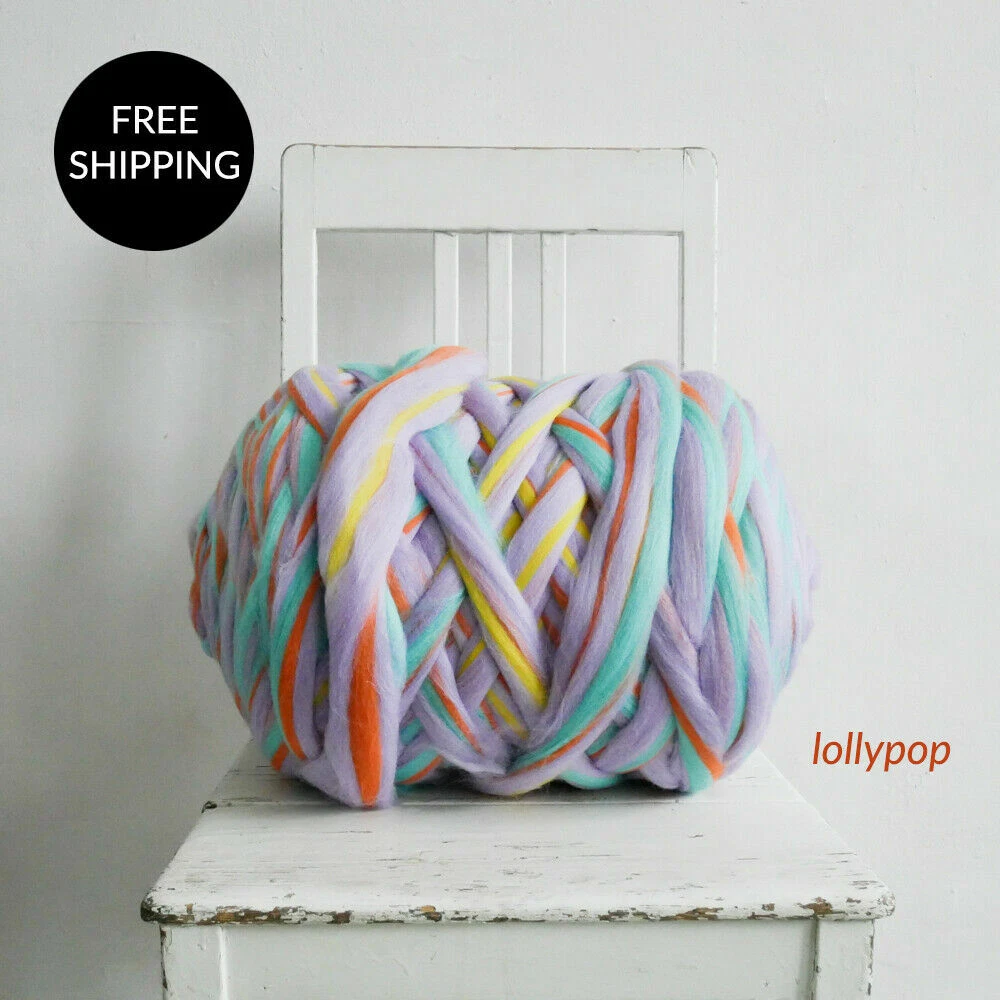 Merino Wool Roving Chunky Yarn Super Bulky Yarn Giant Yarn Arm Knitting  Yarn Wool Yarn Super Chunky Yarn Chunky Knit Knitting Yarn Gift 