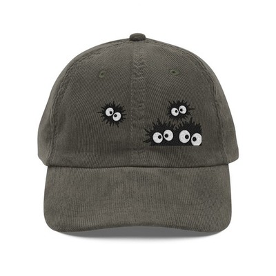 Makkuro Kurosuke, Susuwatari Hat | Embroidered | Corduroy Dad Cap