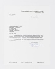 American biologist born 1938: Typed letter signed by David Baltimore