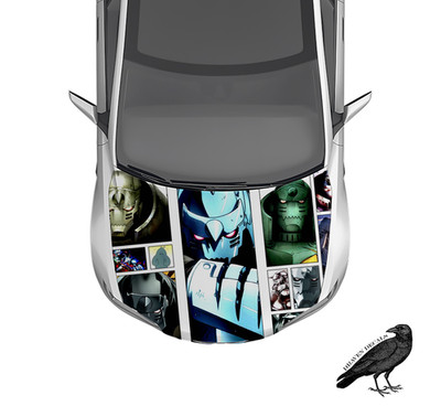 Alphonse Full Metal Alchem Anime Hood Wrap Weatherproof Vinyl Car Decal 50''X 65''