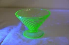 Vintage Uranium Depression Glass - Cone Sherbet Cup Green Anchor Hocking Spiral