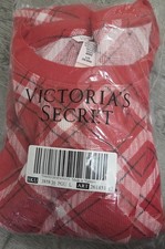 NWT Victoria's Secret Long Sleeve Cotton Sleepshirt LARGE Red Plaid