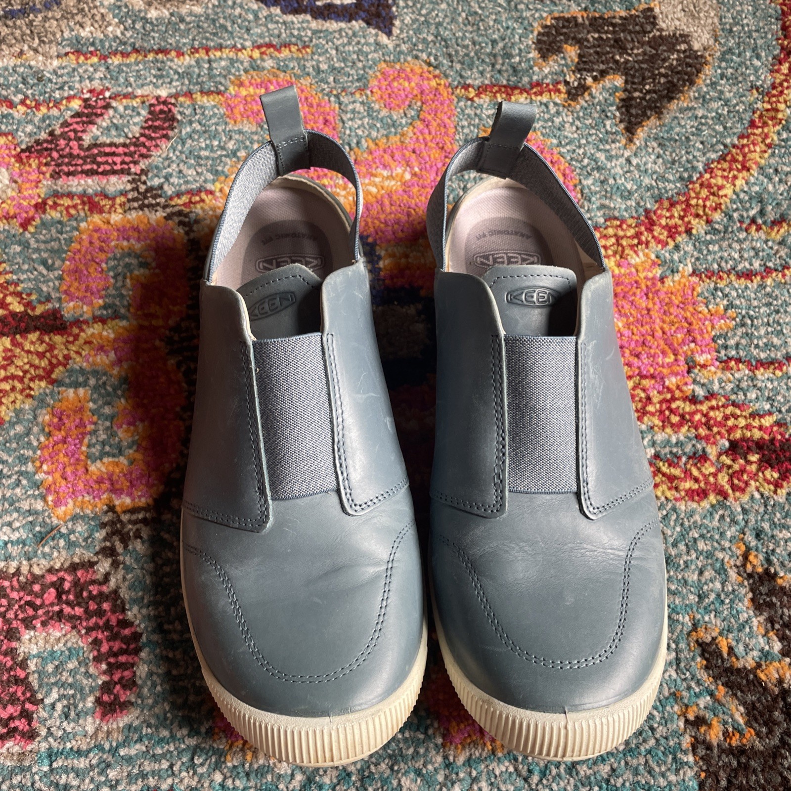 KEEN scarpa slip on donna taglia 9 5 pelle blu escursionismo passeggio scarpa sportiva