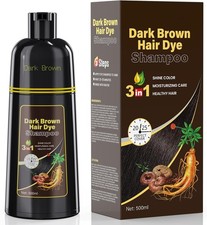 Dark Brown Hair Dye Shampoo 3-in-1 for Men & Women, 500ml Semi-Permanent Herbal