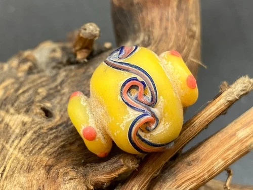 Unique Tibetan Red Old Colored Glaze Bead Amulet 19mm C08