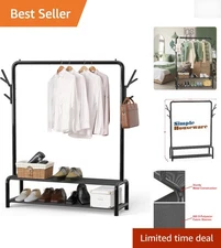 Robust 52-Inch Freestanding Wardrobe System with Built-in Hooks and Shelves