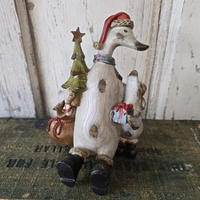 Vtg Tii Collections Folk Art Primitive Faux Wood Duck Family Christmas Figurine