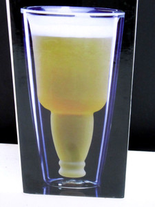 NEW IRISH BEER GLASS MUG UPSIDE DOWN BOTTLE PILSNER GLASS MUG DOUBLE WALL