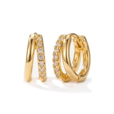 Gold Hoop Earrings for Women,14K Gold Plated Huggie Earrings Dainty Minimalis...